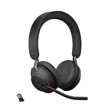 Jabra Evolve2 65 Wireless Headset – Noise Cancelling Microsoft Teams Zertifizierte Stereo Kopfhörer mit Langer Akkulaufzeit – USB-A Bluetooth Adapter – Schwarz