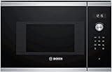 Bosch BFL524MS0 Serie 6 Einbau-Mikrowelle, 38 x 60 cm, 800 W, Drehteller 25,5cm, Türanschlag Links, AutoPilot 7 7 Automatikprogramme, Reinigungsunterstützung, LED-Touchdisplay, Edelstahl