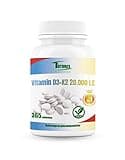 FUTURES NUTRITION 20000 I.E Vitamin D3 K2 Hochdosiert | Vegan | Beste Bioverfügbarkeit mit 99,7+% All-Trans Anteil | Nur 1 Tablette alle 20 Tage | Laborgeprüfte Reinheit | 365 Tabletten