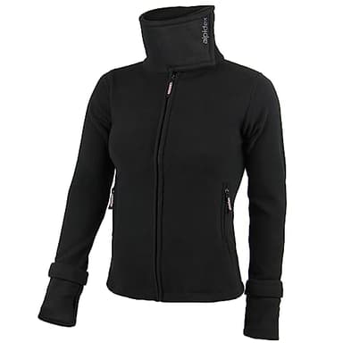 ALPIDEX Damen Fleecejacke Hoher Stehkragen Daumenlöcher Tailierte Winter Fleece Jacke Antipilling Warm Weich Full Zip Fleecepullover Microfleece Wandern Outdoor, Größe:S, Farbe:black