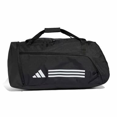 Adidas Unisex Essentials 3-Stripes Duffel Bag, Black/White, L