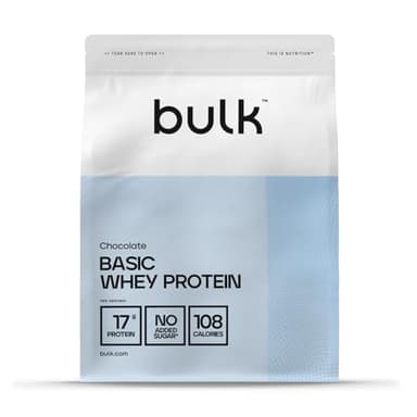 Bulk Basic Whey Protein Pulver | Schokolade | 1,25kg | 41 Portionen | Bis zu 18g Eiweiß Portion | Schnell verdauliche Formel | Fitnessstudio Supplement Unterstützt Muskelaufbau Regeneration
