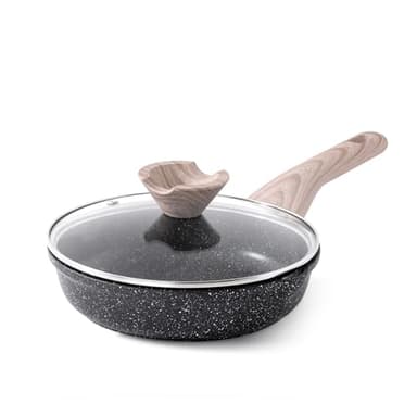 Kordisen Antihaft Bratpfanne mit Deckel, 20 cm Granit Beschichtung Pfanne Induktion, Gesund und Ungiftig, PFOA-fre