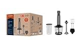 GRUNDIG Delisia Novus BL 7180 Stabmixer Set, Multi-Zerkleinerer mit 4-fach Edelstahlmesser mit Zirkonium-Beschichtung, 800 W Leistung, 12 Geschwindigkeitsstufen + Turbostufe, 1l Glasbehälter, Schwarz