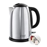 Russell Hobbs Wasserkocher [1,7l, 2400W] Victory Edelstahl poliert (Schnellkochfunktion, herausnehmbarer Kalkfilter, optimierte Ausgusstülle, entnehmbare Füllmengenmarkierung) Teekocher 23930-70