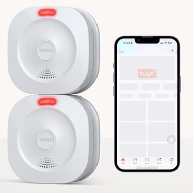 ZYTA WiFi Rauchmelder für den Heimgebrauch, 10-Jahres-Batterie Feuermelder, LED-Indikator Große Test-/Stille-Taste, EN 14604 Norm (2 PCS)