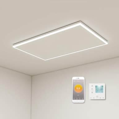 Infrarotheizung Deckenmontage 700 Watt, Deckenheizung Infrarot mit LED Beleuchtung, Infrarotheizung mit Thermostat, App Fernbedienung Steuerung, Decke Elektroheizung Heizplatte Heizkörper Heizpaneel