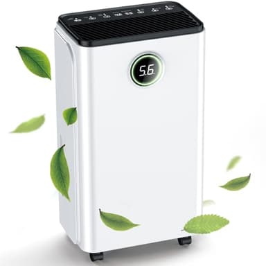 Luftentfeuchter, Auto Entfeuchtung, Raumentfeuchter Elektrisch 25m²/122m³, Luftentfeuchter mit LED Display und Wasserbehälter-Vollanzeige, Gegen Feuchtigkeit, Filter, Timer, 10 J. Gar