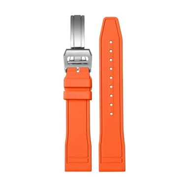BGFFDSZ Fluorkautschuk-FKM-Uhrenarmband, kompatibel mit IWC-Uhr Big Pilot Portofino TOP Portugieser, 20 mm, 21 mm, 22 mm, Gummibänder(Orange folding clasp,22mm)