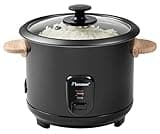Bestron Reiskocher mit Holzgriffen, für 8-10 Personen, inkl. Messbecher & Reislöffel, mit Warmhaltefunktion, 1,8 Liter Fassungsvermögen, 700 Watt, Farbe: Schwarz