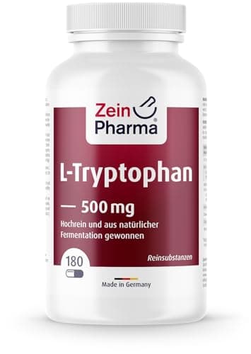 ZeinPharma L-Tryptophan 500mg - 180 vegane Kapseln - Aus pflanzlicher Fermentation - natürlich, laborgeprüft, vegan, hochdosiert & in Deutschland produziert