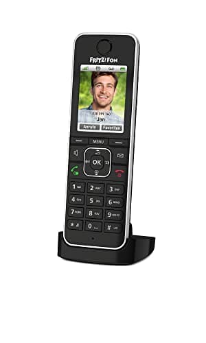 FRITZ!Fon C6 Black DECT-Komforttelefon (hochwertiges Farbdisplay, HD-Telefonie, Internet-/Komfortdienste, Steuerung Fritz!Box-Funktionen) schwarz, deutschsprachige Version