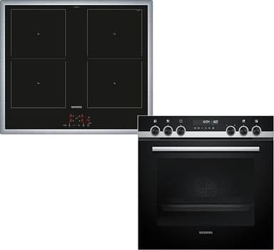 Siemens PQ521DB2ZM, iQ500 Einbau-Herd-Set, Bestehend aus HE578BBS4 Herd, 60 x 60 cm, Pyrolyse Selbstreinigung und Backautomatik, EM645CQB6E Induktionskochfeld, Kombi-Induktion, Edelstahlrahmen