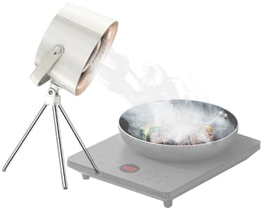 Rosenstein & Söhne Dunstabzugshaube: USB-C-Dunstabzugs-Ventilator, Austausch-Filter, Stativ, Ø 13,5 cm, 10W (Camping Dunstabzug, Mobiler, Induktionskochfeld)