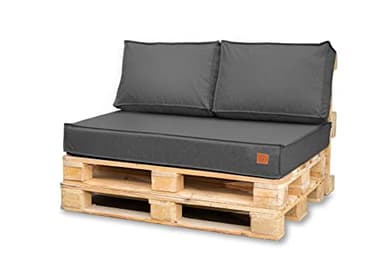 Bielik Palettenkissen Set für Palettenmöbel 120 x 80, Wasserdicht Europaletten Sitzkissen Made in EU, Palettensofa Outdoor Komplett in Farbe: Dunkelgrau (Sitz+2 Kissen, Dunkelgrau)