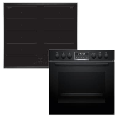 Bosch HND679LS62 Einbauherd-Set, Bestehend aus HEG578BB4 Herd, 60 x 60 cm, Air Fry, 3D Heißluft, Hydrolyse und Pyrolyse Selbstreinigung, & NXX675CB5E Induktionskochfeld, Flex Induction