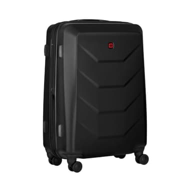 WENGER Prymo Medium Hartschalenkoffer mit 4 Rollen, Trolley, Mittelgroß, 59 (67) l, Sicherheitsschloss, Damen Herren, Reisen Urlaub, Schwarz, 612537