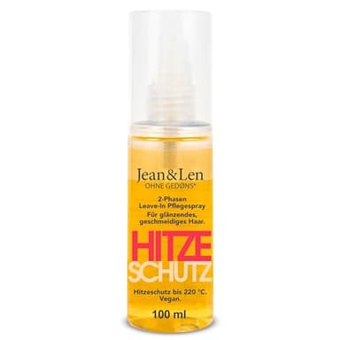 Jean & Len Hitzeschutz 2-Phasen Leave-In Spray, für jeden Haartyp, schützt das Haar vor Hitzeschäden bis 220°C, Anti-Frizz-Formulierung, Heat Protection Spray, ohne Parabene & Silikone, vegan, 100 ml