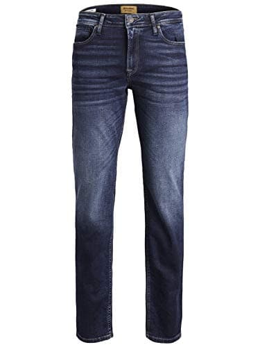 JACK & JONES Jeans Regular Fit Denim Stone Washed Mid Waist mit Heller Naht JJICLARK JJORIGINAL, Farben:Blau,Größe Jeans:W34 L30,Z - Länge L30/32/34/36/38:L30