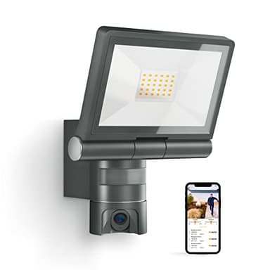 Steinel LED-Außenprojektor mit XLED CAM 1 SC Überwachungskamera, Gegensprechanlage, 180°-Infrarot-Bewegungsmelder, 21 W, Anthrazit