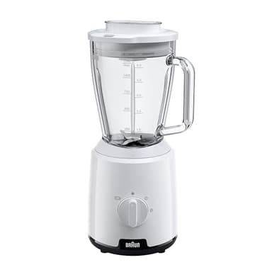 Braun PowerBlend 1 JB1050WH - Standmixer mit 1,5 l Glas-Mixaufsatz, Küchenhelfer zum Zerkleinern, Pürieren & Mixen, Ice-Crush-Funktion, 2 Geschwindigkeiten, 600 Watt, Weiß