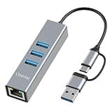 Omivine USB auf Ethernet Adapter, USB 3.0 Hub mit 1000 Mbit/s Gigabit RJ45 LAN Netzwerkadapter, USB-C auf Ethernet Adapter mit 3 USB 3.0 Anschlüssen für MacBook XPS Surface Pro Linux Chromebook usw