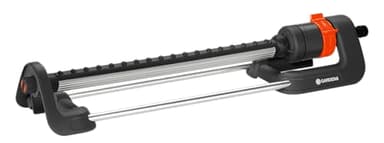 Gardena Viereckregner Aqua L: Rasensprenger zur Bewässerung von Flächen von 120-280 m², Reichweite 8-16 m, Sprengweite max. 16 m, integrierter Metallfilter (18704-20)