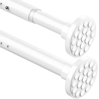 Teleskopstange 4m Extra Länge Gardinenstange ohne Bohren Duschstange Ausziehbar Teleskop Kleiderstange für Badezimmer,Schlafzimmer Weiß(350-405CM Φ32mm)