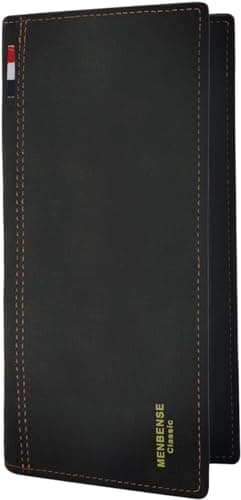 FuninCrea Geldbörse Herren Leder Groß Lang - Portmonee mit Coin-Tasche, Brieftasche Mehrfachschlitz 12 Kartenschlitze und 4 Lange Schlitze (Schwarz)