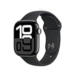 Apple Watch Series 10 [GPS, 42mm] - Aluminiumgehäuse Tiefschwarz mit Sportarmband Schwarz, M/L (Generalüberholt)