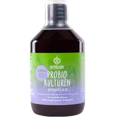 BitterLiebe® Bitter Probio-Kulturen Komplex - flüssige Darmbakterien - magensaftresistentes Mittel mit 20 Bakterienstämmen-15 Milliarden Bakterien