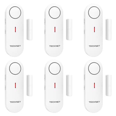 TECKNET Türalarm, Fensteralarm Einbruchschutz, Kabellose Alarmanlage Tür-Fenstersensoren und 3-stufiger Lautstärkeregelung, Türalarm mit Sirene für Haus, Geschäft, Büro und Wohnung (6 PCS)
