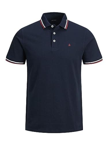 JACK & JONES Herren Klassische Pique Knit Baumwolle Polo-Shirt - Marine - L