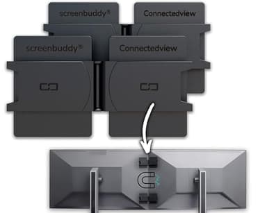 screenbuddy 2er Set magnetischer Verbinder für PC Bildschirme & Monitore - Computer Zubehör für Home-Office, Büro, Gaming & Streaming - Magnet Verbindung zum Monitor Zusammenhalten - Made in Germany