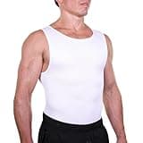 Esteem Apparel Herren Kompressionshemd Weste Figurformender Body Shaper Nahtlose Unterhemden Shapewear Workout Tanktops (Weiß, 3XL)