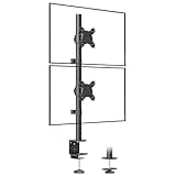 BONTEC Desktop-Montagearm für Zwei Monitore, vertikaler Bildschirmständer für 13-34 Zoll Monitore, höhenverstellbar, drehbar, max. 10kg pro Monitor, mit Kabelmanagement und C-Klemme/Grommet-Basis