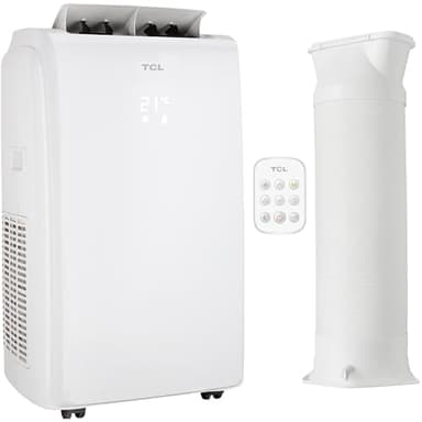 TCL Mobiles Klimagerät 9000 BTU (2,6kW) TAC-09CPB-KW LED-Display, Fernbedienung, Schlafmodus, 3 Geschwindigkeiten, Für Räume bis 26m², 3 in 1: Kühlen, Entfeuchten, Lüften