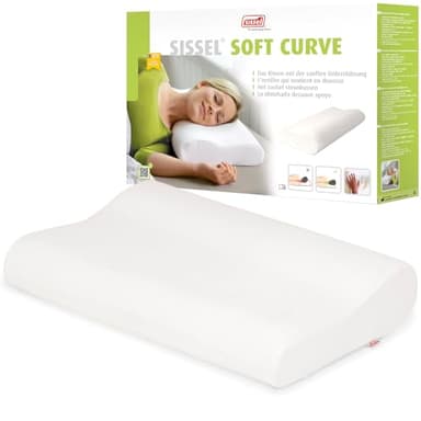 SISSEL® Soft Curve Compact Kissen | Sanfte Unterstützung & Komfort | Viskoelastischer Schaumstoff | Veloursbezug maschinenwaschbar | Entlastung für Nacken & Wirbelsäule | 48x32x10 cm