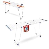 BigDean Teleskop Wäscheständer für Bettwäsche 20m - ausziehbar - ohne störende Querstrebe - Flügelwäscheständer Wäschetrockner Ständer XXL mit Rollen