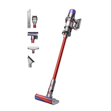 Dyson V11™ Fluffy kabelloser Staubsauger (Nickel/Rot) V11™ Fluffy kabelloser Staubsauger, 185 Airwatt, 60 Minuten Laufzeit, Haarentwirrungstechnologie, Hand- und Bodenstaubsauger