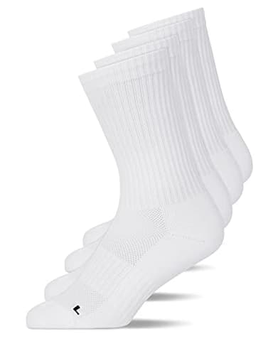 Snocks Hohe Kompressions Laufsocken 4 Paar - Funktionssocken Herren Damen - Atmungsaktive Tennissocken - Sportsocken ohne Verrutschen - Gemütlich und weich - Gr. 43-46 - Farbe Weiß