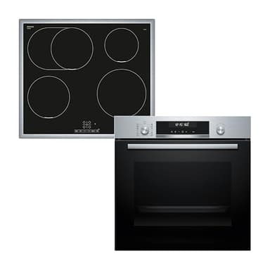 Bosch HBD675CS62, Backofen-Set, Einbau-Backofen 60 cm, HBG578BS3, Serie 6, Air Fry, Pyrolyse, Edelstahl & Induktionskochfeld 60 cm, PIF645BB5E, Serie 4, Touch Bedienung, PowerBoost, Bräterzone