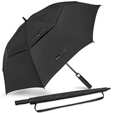 NINEMAX Golf Regenschirm Groß Sturmfest XL, Großer Regenschirm Sturmfest Stabil, Golfschirm Gross für Herren Damen 2 Personen (Schwarz)