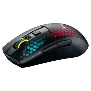 Roccat Burst Pro Air - leichte, symmetrische, kabellose, optische RGB-Gaming-Maus mit Optical Owl-Eye Sensor mit 19.000 DPI, optischen Tasten-Switches, Titan Mausrad, 81 Gramm Gewicht, schwarz