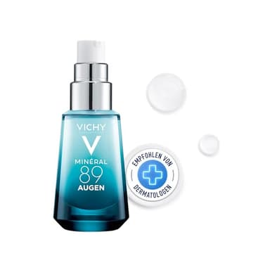 VICHY Augenpflege Hyaluron-Boost mit Sofort-Effekt, Feuchtigkeitsspendend und aufpolsternd, Mildert Augenringe, Mit purem Koffein und 89% Thermalwasser, Minéral 89, 15 ml