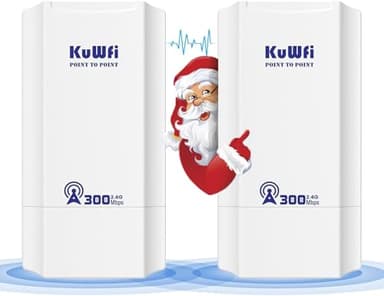 KuWFi Wireless Bridge, 300Mbps WLAN Bridge, 2.4G Indoor&outdoor Point to Point WiFi Bridge CPE mit POE, 2 100Mbps Port, 1KM Long Range Wlan Repeater für Kamera, CCTV, Starlink, Garage, Garten, Wohnung