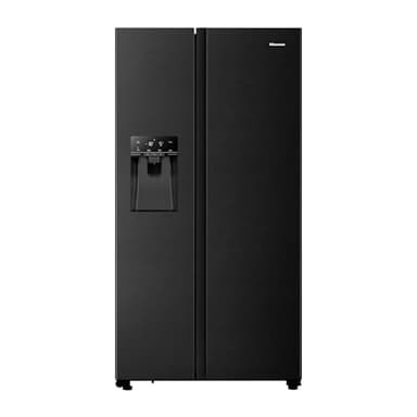 Hisense RS694N4TFE Side-by-Side Kühl-Gefrierkombination/ NoFrostPlus/ Inverter-Kompressor/ Eis-Wasser Spender/ HolidayMode/ 178,6 cm/ Kühlteil 371 l/ Gefrierteil 191 l/ 42 dB/ 323 kWh/ Jahr, Schwarz