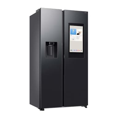 Samsung RS90F67BEFEF Side-by-Side Kühl-Gefrierkombination, AI Kühlschrank mit Gefrierfach, 178 cm, 614 l, Eis-/Wasserspender mit Tank, Family Hub, AI Energy Mode & Voice Control, Black Steel