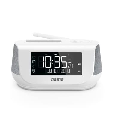Hama Radiowecker mit Stereo-Digitalradio, Bluetooth, USB-Ladefunktion, DR36SBT (digitales Uhrenradio, 2 Weckzeiten, Wochenendfunktion, automat. Helligkeitsregulierung) DAB/DAB+ Weckradio Weiß