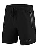 TCA Herren Elite Tech Leichte Laufhose Gymshorts Trainingsshorts und Laufshorts mit Reißverschlusstaschen - Sporthose Herren Kurz - Schwarz/Schwarz, M